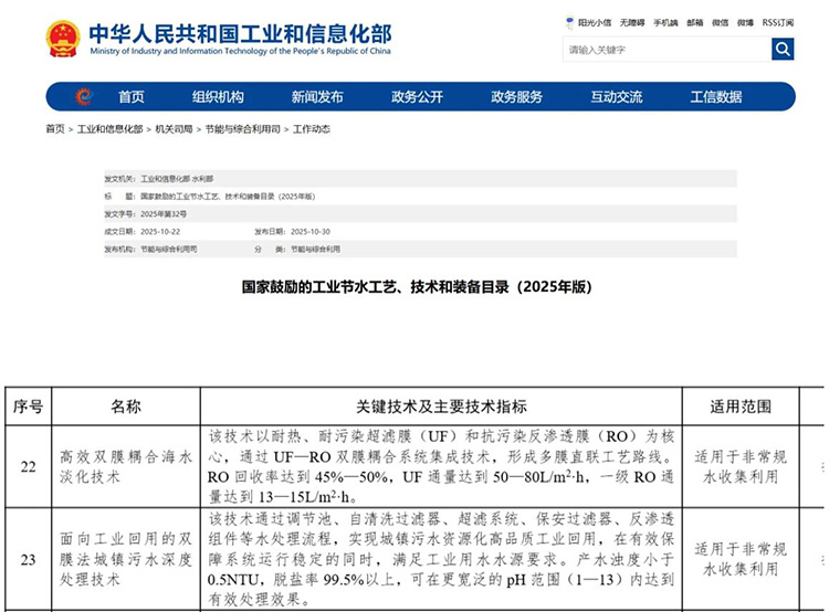 获国家推广！pp电子游戏官方网站两技术入选“2025国家节水目录”！